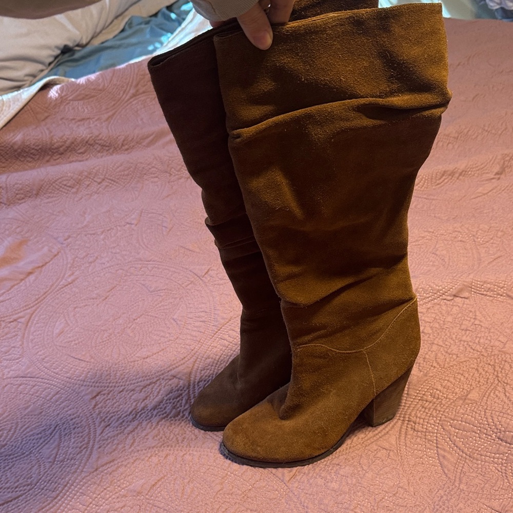 Arturo Chiang Knee Boots in Tan Suede